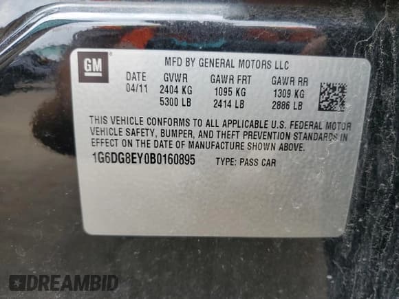 ✅ 2011 Cadillac CTS Luxury • VIN: 1G6DG8EY0B0160895 • Lot: 55028425. Listed on Copart with 143,316 mi. Free auction sales archive from the USA and detailed vehicle history report at DreamBid. Image 12.