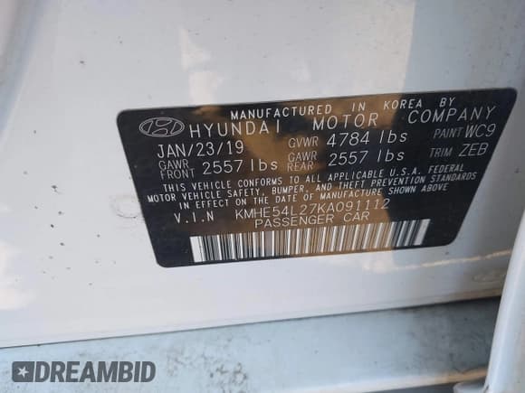 ✅ 2019 Hyundai Sonata Limited • VIN: KMHE54L27KA091112 • Лот: 43642633. Опубликован ранее на IAAI с пробегом 48 704 миль. Бесплатный доступ к архиву аукционных продаж из США и подробный отчёт об истории автомобиля на DreamBid. Изображение 9.