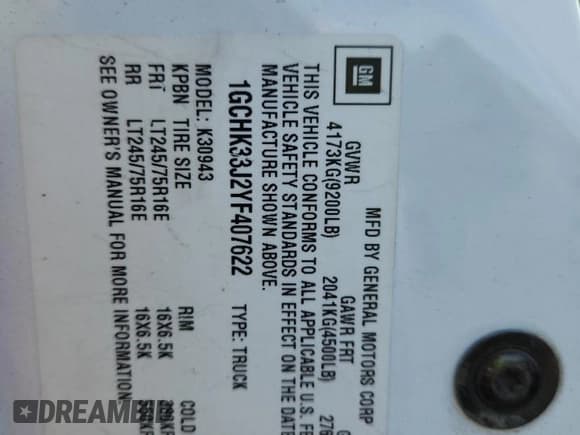 ✅ 2000 Chevrolet Silverado 3500 • VIN: 1GCHK33J2YF407622 • Lot: 71740745. Listed on Copart with 163,223 mi. Free auction sales archive from the USA and detailed vehicle history report at DreamBid. Image 12.