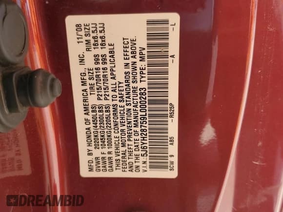 ✅ 2009 Honda Element EX • VIN: 5J6YH28759L000283 • Лот: 86767935. Опубликован ранее на Copart с пробегом 125 518 миль. Бесплатный доступ к архиву аукционных продаж из США и подробный отчёт об истории автомобиля на DreamBid. Изображение 12.