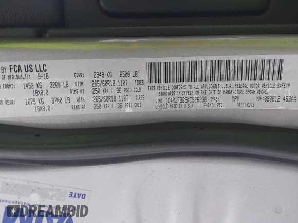 ✅ 2019 Jeep Grand Cherokee Limited • VIN: 1C4RJFBG9KC526338 • Lot: 43671030. Listed on IAAI with 91,485 mi. Free auction sales archive from the USA and detailed vehicle history report at DreamBid. Image 9.