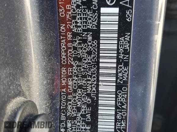 ✅ 2012 Toyota Prius Four • VIN: JTDKN3DU3C1532236 • Lot: 85171025. Wystawiony na Copart z przebiegiem 248 133 mil. Bezpłatny archiwum sprzedaży aukcyjnych z USA i szczegółowy raport historii pojazdu na DreamBid. Zdjęcie 12.