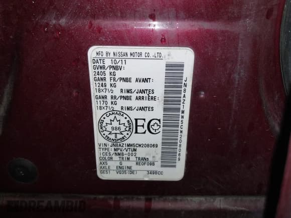 ✅ 2012 Nissan Murano S • VIN: JN8AZ1MW5CW208069 • Lot: 43090440. Wystawiony na IAAI z przebiegiem 238 626 mil. Bezpłatny archiwum sprzedaży aukcyjnych z USA i szczegółowy raport historii pojazdu na DreamBid. Zdjęcie 9.