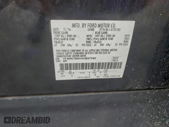 ✅ 2017 Ford Explorer • VIN: 1FM5K7B8XHGB27042 • Лот: 95958965. Опубликован ранее на Copart с пробегом 253 717 миль. Бесплатный доступ к архиву аукционных продаж из США и подробный отчёт об истории автомобиля на DreamBid. Изображение 13.