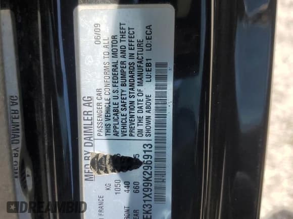 ✅ 2009 Smart fortwo Passion • VIN: WMEEK31X99K296913 • Lot: 61491365. Listed on Copart with 93,211 mi. Free auction sales archive from the USA and detailed vehicle history report at DreamBid. Image 12.