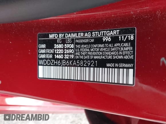 ✅ 2019 Mercedes-Benz E 450 • VIN: WDDZH6JB6KA582921 • Lot: 42642916. Listed on IAAI with 76,131 mi. Free auction sales archive from the USA and detailed vehicle history report at DreamBid. Image 9.