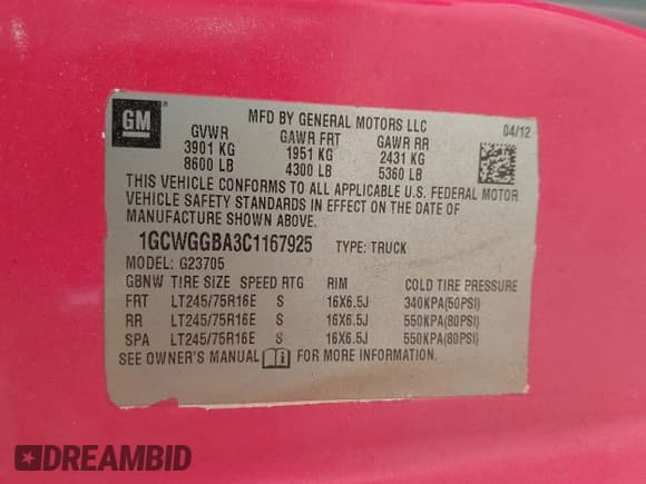 ✅ 2012 Chevrolet Express Cargo • VIN: 1GCWGGBA3C1167925 • Lot: 42068275. Listed on IAAI with 313,006 mi. Free auction sales archive from the USA and detailed vehicle history report at DreamBid. Image 9.