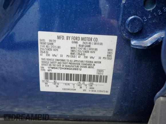 ✅ 2022 Ford Explorer XLT • VIN: 1FMSK7DHXNGC09512 • Lot: 53540175. Wystawiony na Copart z przebiegiem 32 614 mil. Bezpłatny archiwum sprzedaży aukcyjnych z USA i szczegółowy raport historii pojazdu na DreamBid. Zdjęcie 13.