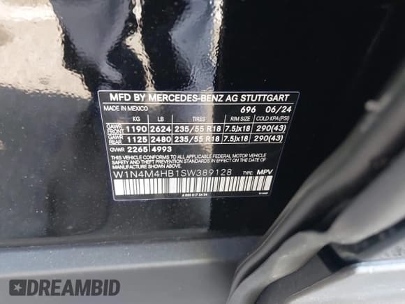 ✅ 2025 Mercedes-Benz GLB 250 • VIN: W1N4M4HB1SW389128 • Lot: 42608911. Listed on IAAI with 3,288 mi. Free auction sales archive from the USA and detailed vehicle history report at DreamBid. Image 9.