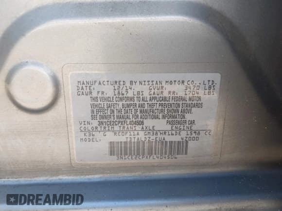 ✅ 2015 Nissan Note S • VIN: 3N1CE2CPXFL404506 • Lot: 43095455. Wystawiony na IAAI z przebiegiem 148 411 mil. Bezpłatny archiwum sprzedaży aukcyjnych z USA i szczegółowy raport historii pojazdu na DreamBid. Zdjęcie 9.