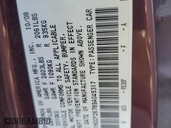 ✅ 2009 Honda Accord EX • VIN: 1HGCP26789A045317 • Lot: 90821565. Wystawiony na Copart z przebiegiem 150 725 mil. Bezpłatny archiwum sprzedaży aukcyjnych z USA i szczegółowy raport historii pojazdu na DreamBid. Zdjęcie 13.