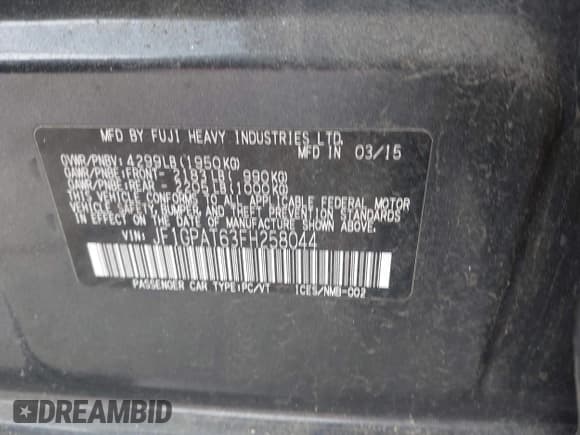 ✅ 2015 Subaru Impreza Special Sports Premium • VIN: JF1GPAT63FH258044 • Lot: 43888734. Wystawiony na IAAI z przebiegiem 186 833 mil. Bezpłatny archiwum sprzedaży aukcyjnych z USA i szczegółowy raport historii pojazdu na DreamBid. Zdjęcie 9.