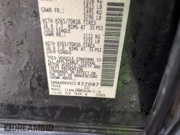 ✅ 2012 Nissan Frontier Pro-4X • VIN: 1N6AD0EV5CC427087 • Lot: 53487845. Listed on Copart with 225,076 mi. Free auction sales archive from the USA and detailed vehicle history report at DreamBid. Image 12.