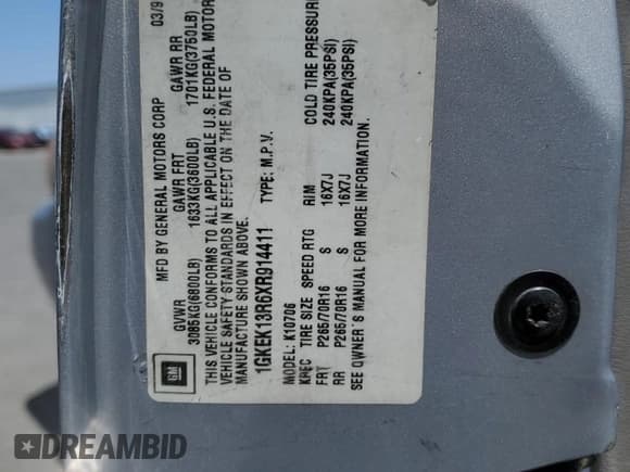 ✅ 1999 GMC Denali • VIN: 1GKEK13R6XR914411 • Lot: 56063555. Listed on Copart with 231,344 mi. Free auction sales archive from the USA and detailed vehicle history report at DreamBid. Image 13.