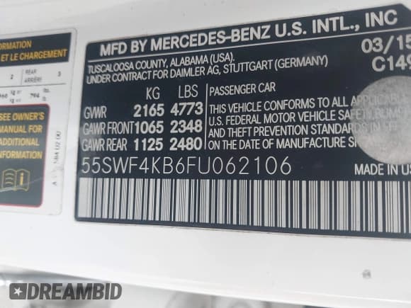 ✅ 2015 Mercedes-Benz C 300 Luxury • VIN: 55SWF4KB6FU062106 • Lot: 43695334. Wystawiony na IAAI z przebiegiem 123 378 mil. Bezpłatny archiwum sprzedaży aukcyjnych z USA i szczegółowy raport historii pojazdu na DreamBid. Zdjęcie 9.