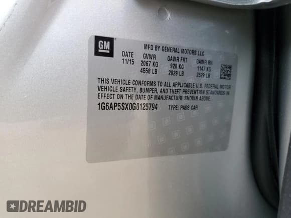 ✅ 2016 Cadillac CTS RWD • VIN: 1G6AP5SX0G0125794 • Lot: 49153165. Listed on Copart with 12,193 mi. Free auction sales archive from the USA and detailed vehicle history report at DreamBid. Image 12.