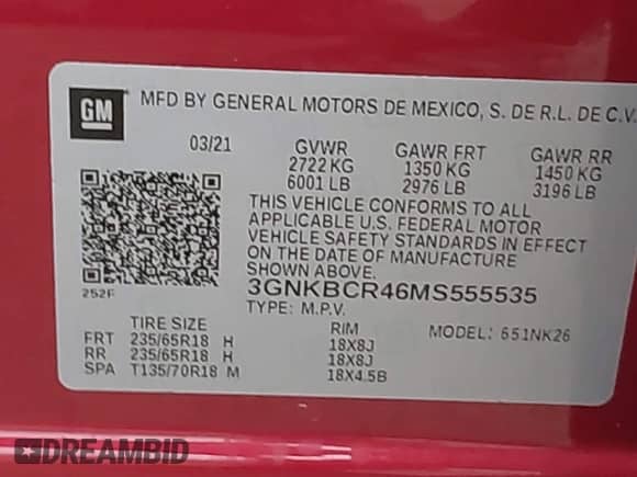 2021 Chevrolet Blazer LT z VIN 3GNKBCR46MS555535, wystawiony jako IAAI lot #42459015 z przebiegiem 34 848 mil mil oraz . Historia ofert i sprzedaży dostępna na DreamBid. Obrazek 9.