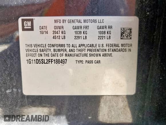 2015 Chevrolet Malibu LT z VIN 1G11D5SL2FF188497, wystawiony jako Copart lot #81612525 z przebiegiem 162 637 mil mil oraz Szkoda całkowita • Salvage title. Historia ofert i sprzedaży dostępna na DreamBid. Obrazek 13.