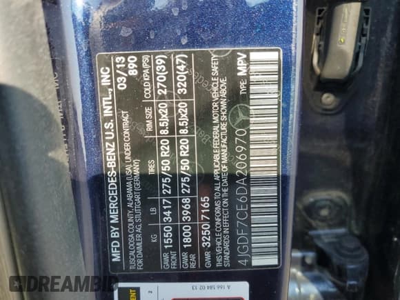 ✅ 2013 Mercedes-Benz GL 450 • VIN: 4JGDF7CE6DA206970 • Lot: 80830905. Wystawiony na Copart z przebiegiem 141 988 mil. Bezpłatny archiwum sprzedaży aukcyjnych z USA i szczegółowy raport historii pojazdu na DreamBid. Zdjęcie 13.