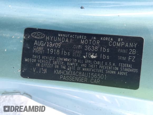 ✅ 2010 Hyundai Accent GS • VIN: KMHCM3AC8AU156501 • Лот: 41153508. Опубликован ранее на IAAI с пробегом Не указан. Бесплатный доступ к архиву аукционных продаж из США и подробный отчёт об истории автомобиля на DreamBid. Изображение 9.