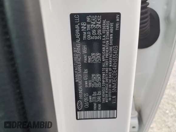 ✅ 2024 Hyundai Tucson Limited • VIN: 5NMJECDE4RH335403 • Лот: 81049365. Опубликован ранее на Copart с пробегом 26 619 миль. Бесплатный доступ к архиву аукционных продаж из США и подробный отчёт об истории автомобиля на DreamBid. Изображение 13.