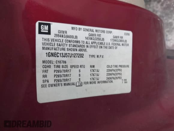 ✅ 2007 Chevrolet Tahoe LS • VIN: 1GNEC13J57J127202 • Lot: 41209332. Listed on IAAI with 279,642 mi. Free auction sales archive from the USA and detailed vehicle history report at DreamBid. Image 9.