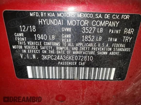 2019 Hyundai Accent SEL with VIN 3KPC24A36KE072810, listed as a Copart auction lot 70727075 with 79,382 mi miles and Salvage title. Bid and sale history available at DreamBid. Image 12.