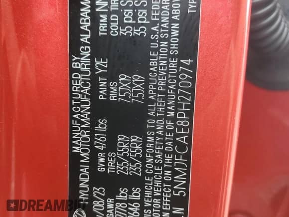 2023 Hyundai Tucson SEL z VIN 5NMJFCAE8PH270974, wystawiony jako Copart lot #66855455 z przebiegiem 3 080 mil mil oraz Szkoda całkowita • Salvage title. Historia ofert i sprzedaży dostępna na DreamBid. Obrazek 13.