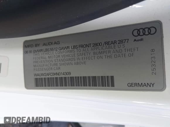 ✅ 2017 Audi A7 Premium Plus • VIN: WAUW2AFC0HN014309 • Лот: 41717047. Опубликован ранее на IAAI с пробегом 58 924 миль. Бесплатный доступ к архиву аукционных продаж из США и подробный отчёт об истории автомобиля на DreamBid. Изображение 9.