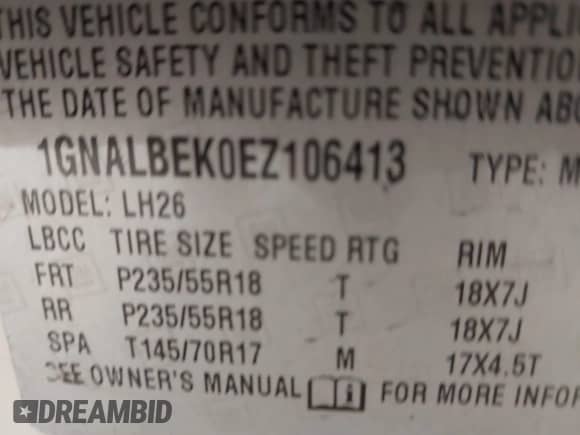 2014 Chevrolet Equinox LT z VIN 1GNALBEK0EZ106413, wystawiony jako IAAI lot #43310143 z przebiegiem 171 244 mil mil oraz . Historia ofert i sprzedaży dostępna na DreamBid. Obrazek 9.