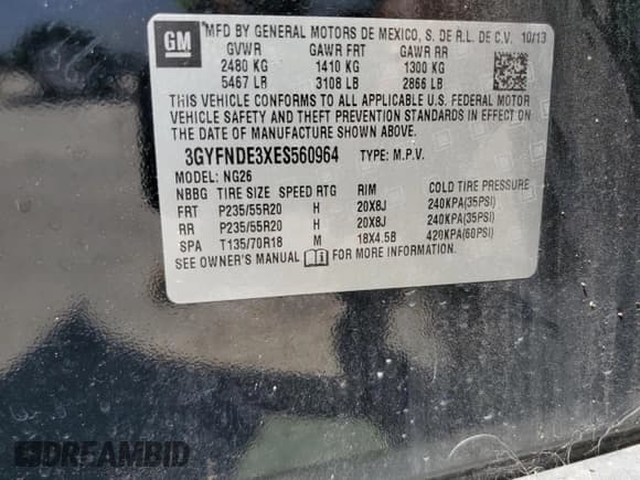 ✅ 2014 Cadillac SRX Premium Collection • VIN: 3GYFNDE3XES560964 • Lot: 71058505. Listed on Copart with Not provided. Free auction sales archive from the USA and detailed vehicle history report at DreamBid. Image 13.