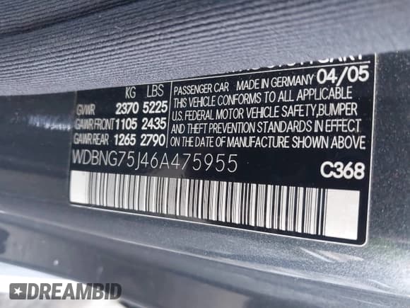 ✅ 2006 Mercedes-Benz S 500 • VIN: WDBNG75J46A475955 • Лот: 41965861. Опубликован ранее на IAAI с пробегом 133 676 миль. Бесплатный доступ к архиву аукционных продаж из США и подробный отчёт об истории автомобиля на DreamBid. Изображение 9.