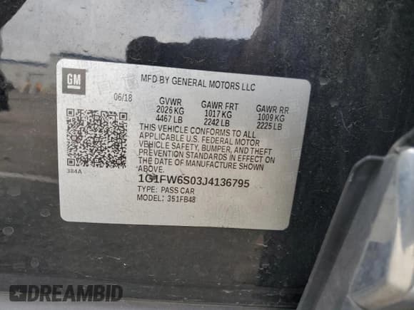 ✅ 2018 Chevrolet Bolt EV LT • VIN: 1G1FW6S03J4136795 • Lot: 82376364. Wystawiony na Copart z przebiegiem 51 828 mil. Bezpłatny archiwum sprzedaży aukcyjnych z USA i szczegółowy raport historii pojazdu na DreamBid. Zdjęcie 12.