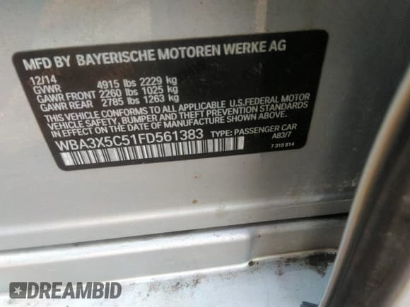 ✅ 2015 BMW 3 Series 328i Gran Turismo xDrive • VIN: WBA3X5C51FD561383 • Лот: 43372647. Опубликован ранее на IAAI с пробегом 139 072 миль. Бесплатный доступ к архиву аукционных продаж из США и подробный отчёт об истории автомобиля на DreamBid. Изображение 9.
