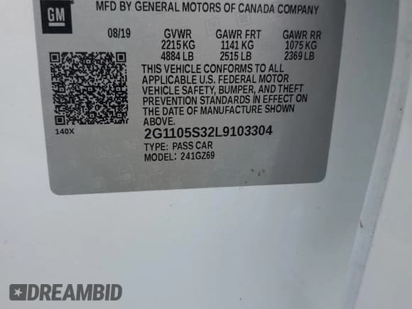 ✅ 2020 Chevrolet Impala Premier • VIN: 2G1105S32L9103304 • Лот: 75465224. Опубликован ранее на Copart с пробегом 133 609 миль. Бесплатный доступ к архиву аукционных продаж из США и подробный отчёт об истории автомобиля на DreamBid. Изображение 12.