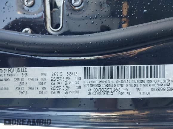 ✅ 2016 Dodge Journey Crossroad • VIN: 3C4PDCGG2GT110049 • Лот: 43394043. Опубликован ранее на IAAI с пробегом 157 536 миль. Бесплатный доступ к архиву аукционных продаж из США и подробный отчёт об истории автомобиля на DreamBid. Изображение 9.