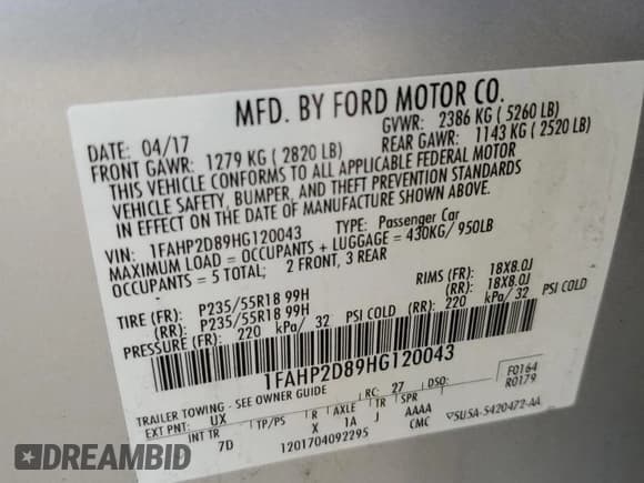 ✅ 2017 Ford Taurus SE • VIN: 1FAHP2D89HG120043 • Лот: 81023475. Опубликован ранее на Copart с пробегом 127 730 миль. Бесплатный доступ к архиву аукционных продаж из США и подробный отчёт об истории автомобиля на DreamBid. Изображение 12.