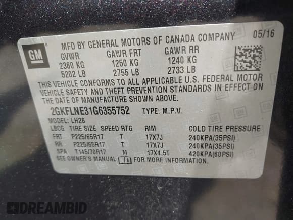 ✅ 2016 GMC Terrain SLE • VIN: 2GKFLNE31G6355752 • Lot: 42467807. Wystawiony na IAAI z przebiegiem 125 713 mil. Bezpłatny archiwum sprzedaży aukcyjnych z USA i szczegółowy raport historii pojazdu na DreamBid. Zdjęcie 9.