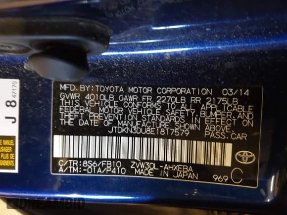 ✅ 2014 Toyota Prius Two • VIN: JTDKN3DU8E1817579 • Lot: 43668926. Listed on IAAI with 162,581 mi. Free auction sales archive from the USA and detailed vehicle history report at DreamBid. Image 9.