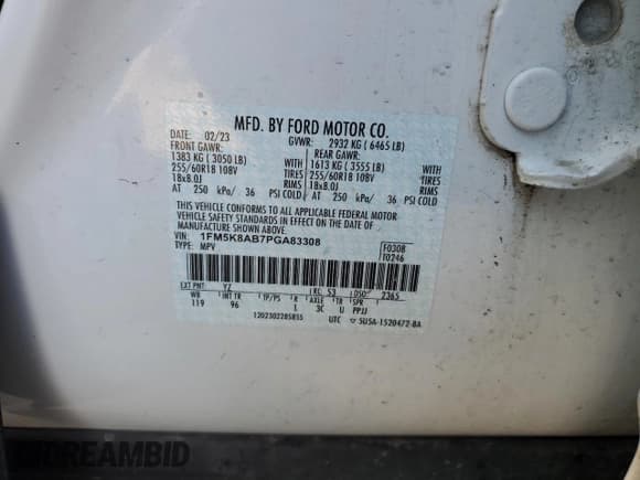 ✅ 2023 Ford Police Interceptor Utility • VIN: 1FM5K8AB7PGA83308 • Lot: 80215215. Wystawiony na Copart z przebiegiem 35 645 mil. Bezpłatny archiwum sprzedaży aukcyjnych z USA i szczegółowy raport historii pojazdu na DreamBid. Zdjęcie 12.