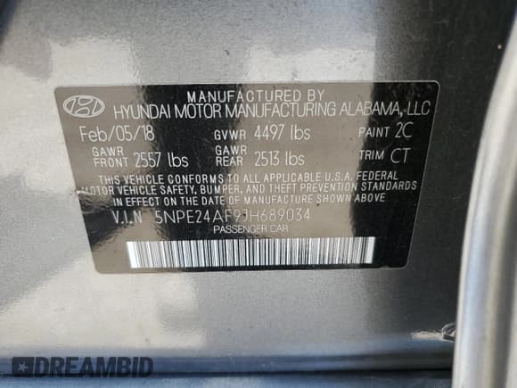 ✅ 2018 Hyundai Sonata SE • VIN: 5NPE24AF9JH689034 • Lot: 50222383. Listed on Copart with 35,122 mi. Free auction sales archive from the USA and detailed vehicle history report at DreamBid. Image 12.