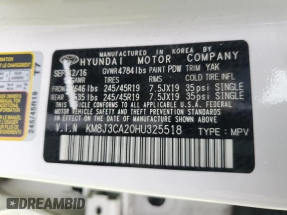 ✅ 2017 Hyundai Tucson Sport • VIN: KM8J3CA20HU325518 • Лот: 92078715. Опубликован ранее на Copart с пробегом 114 288 миль. Бесплатный доступ к архиву аукционных продаж из США и подробный отчёт об истории автомобиля на DreamBid. Изображение 13.