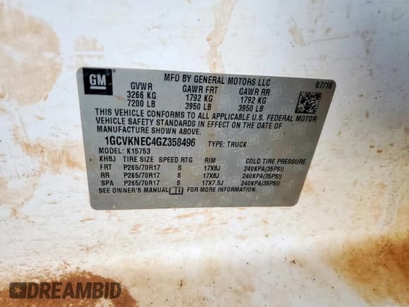✅ 2016 Chevrolet Silverado 1500 Work Truck • VIN: 1GCVKNEC4GZ358496 • Lot: 60725415. Wystawiony na Copart z przebiegiem 52 889 mil. Bezpłatny archiwum sprzedaży aukcyjnych z USA i szczegółowy raport historii pojazdu na DreamBid. Zdjęcie 12.