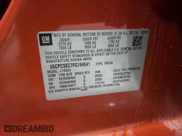 ✅ 2015 Chevrolet Silverado 1500 LTZ • VIN: 3GCPCSEC7FG184541 • Лот: 72276734. Опубликован ранее на Copart с пробегом 142 439 миль. Бесплатный доступ к архиву аукционных продаж из США и подробный отчёт об истории автомобиля на DreamBid. Изображение 12.