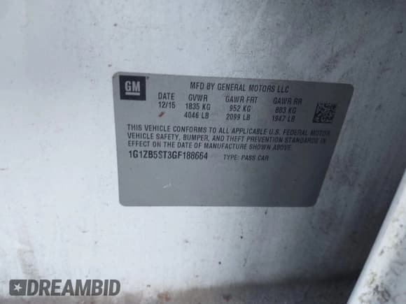 ✅ 2016 Chevrolet Malibu LS • VIN: 1G1ZB5ST3GF188664 • Лот: 43520683. Опубликован ранее на IAAI с пробегом Не указан. Бесплатный доступ к архиву аукционных продаж из США и подробный отчёт об истории автомобиля на DreamBid. Изображение 9.