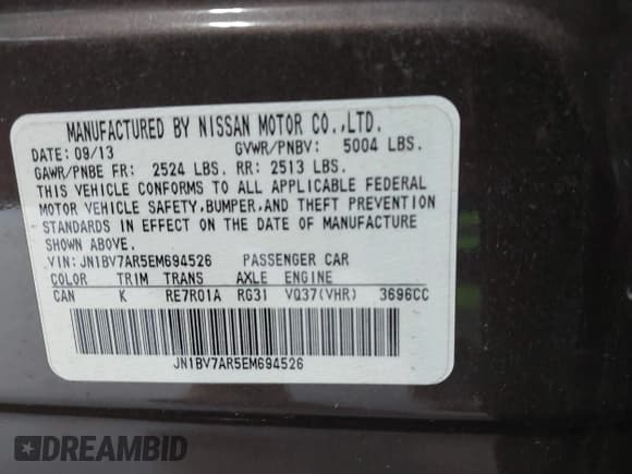 ✅ 2014 Infiniti Q50 Sport • VIN: JN1BV7AR5EM694526 • Лот: 42782010. Опубликован ранее на IAAI с пробегом 145 152 миль. Бесплатный доступ к архиву аукционных продаж из США и подробный отчёт об истории автомобиля на DreamBid. Изображение 9.