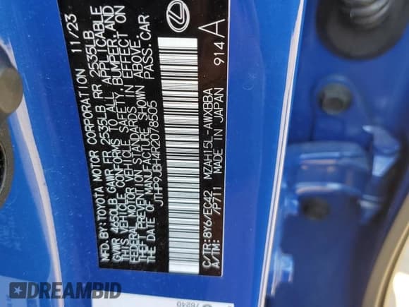 ✅ 2024 Lexus UX 250h Premium • VIN: JTHP9JBH4R2078505 • Lot: 61628455. Listed on Copart with 15,240 mi. Free auction sales archive from the USA and detailed vehicle history report at DreamBid. Image 13.