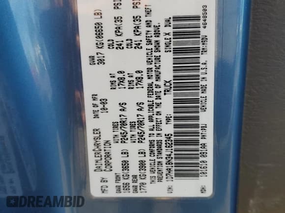 ✅ 2004 Dodge 1500 SLT • VIN: 1D7HA18N34J162345 • Лот: 71739735. Опубликован ранее на Copart с пробегом 154 873 миль. Бесплатный доступ к архиву аукционных продаж из США и подробный отчёт об истории автомобиля на DreamBid. Изображение 12.