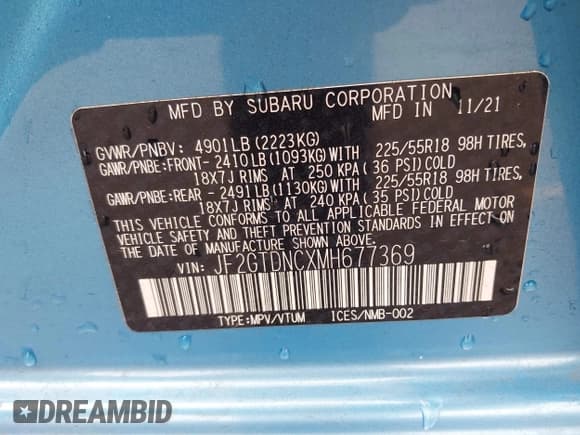 ✅ 2021 Subaru Crosstrek • VIN: JF2GTDNCXMH677369 • Lot: 43411458. Listed on IAAI with 44,580 mi. Free auction sales archive from the USA and detailed vehicle history report at DreamBid. Image 9.