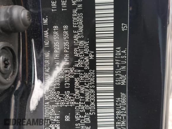 ✅ 2015 Toyota Sienna Limited • VIN: 5TDDK3DC9FS106292 • Lot: 89903225. Listed on Copart with 78,790 mi. Free auction sales archive from the USA and detailed vehicle history report at DreamBid. Image 13.